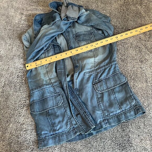 LOve Tree Womens Utility Jacket Small Blue Chambray 100% Tencel Western‎ 16660 - Picture 10 of 11